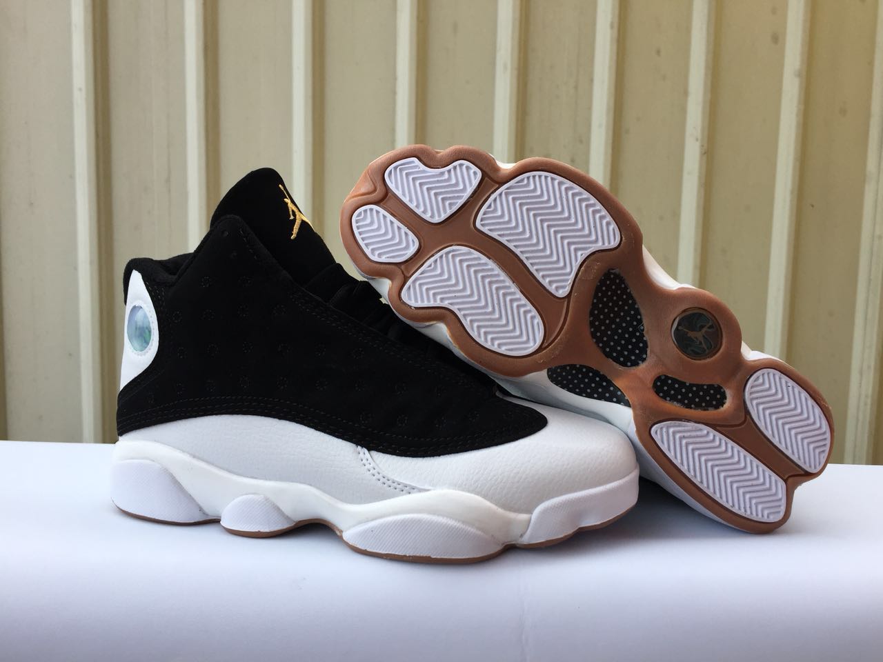 2018 Air Jordan 13 Retro Black White Gold Lover Shoes - Click Image to Close